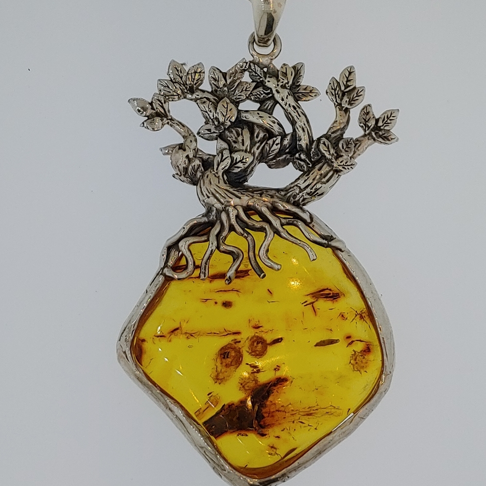 Sterling Silver One of a Kind Amber Necklace